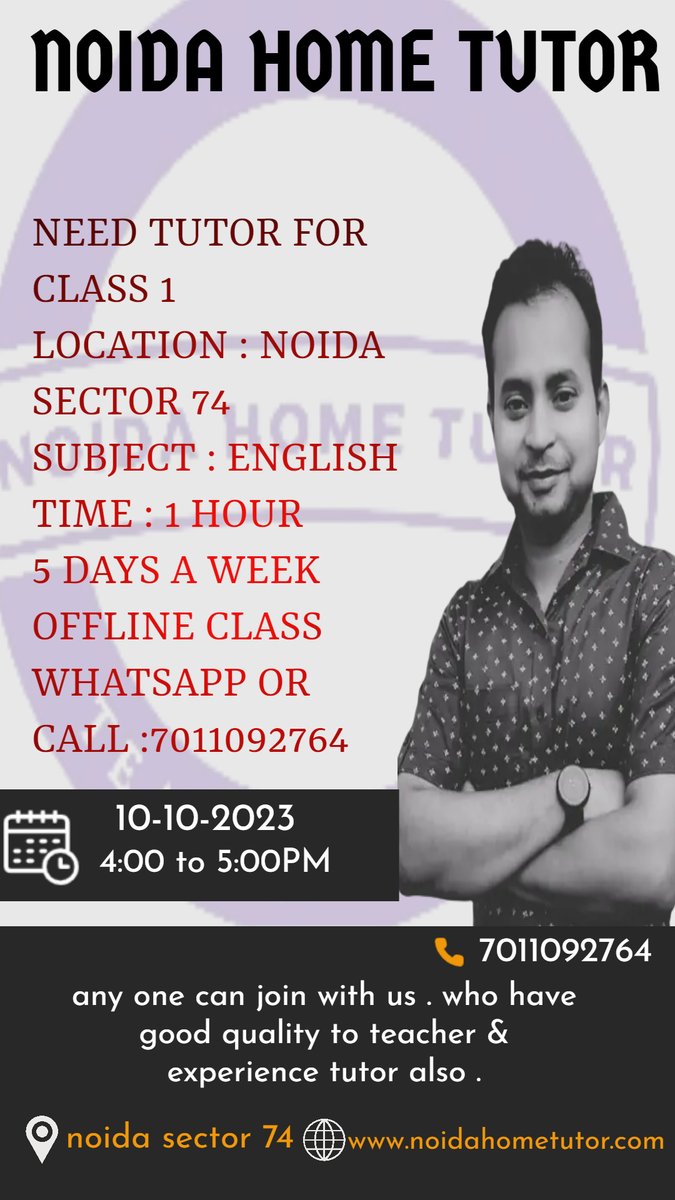 noida_teachers's tweet photo. Contact us on WhatsApp to get this class
Visit us : https://t.co/r7OUB5ZKTi
Contact : 070110 92764
Any one can join with us . who have good quality to teacher &amp; experience tutor also . ☺️☺️☺️☺️
 #teacherswala  #teaching #noidatutor #noidajobs #opportunity #noidasector74 😊😊😊 https://t.co/iqqzCRvHts