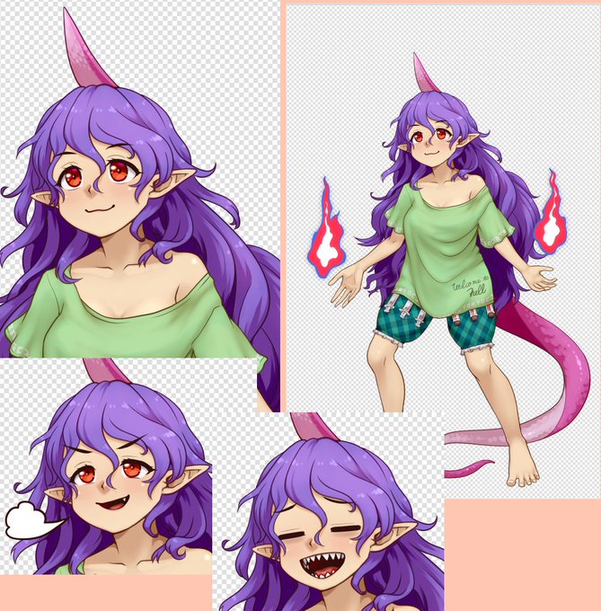 来月出すちやりちゃんの立ち絵。表情差分がだいぶ面白くなったよ。もっと引きこもりっぽく不健康そうな感じにしようかとも思ったけど、血を飲んでれば大丈夫な上血の池に住んでて不健康もなにも無いわな。。。と思ったので目の下にクマを入れるだけにとどめた。原作顔の愛嬌を残したよ。 