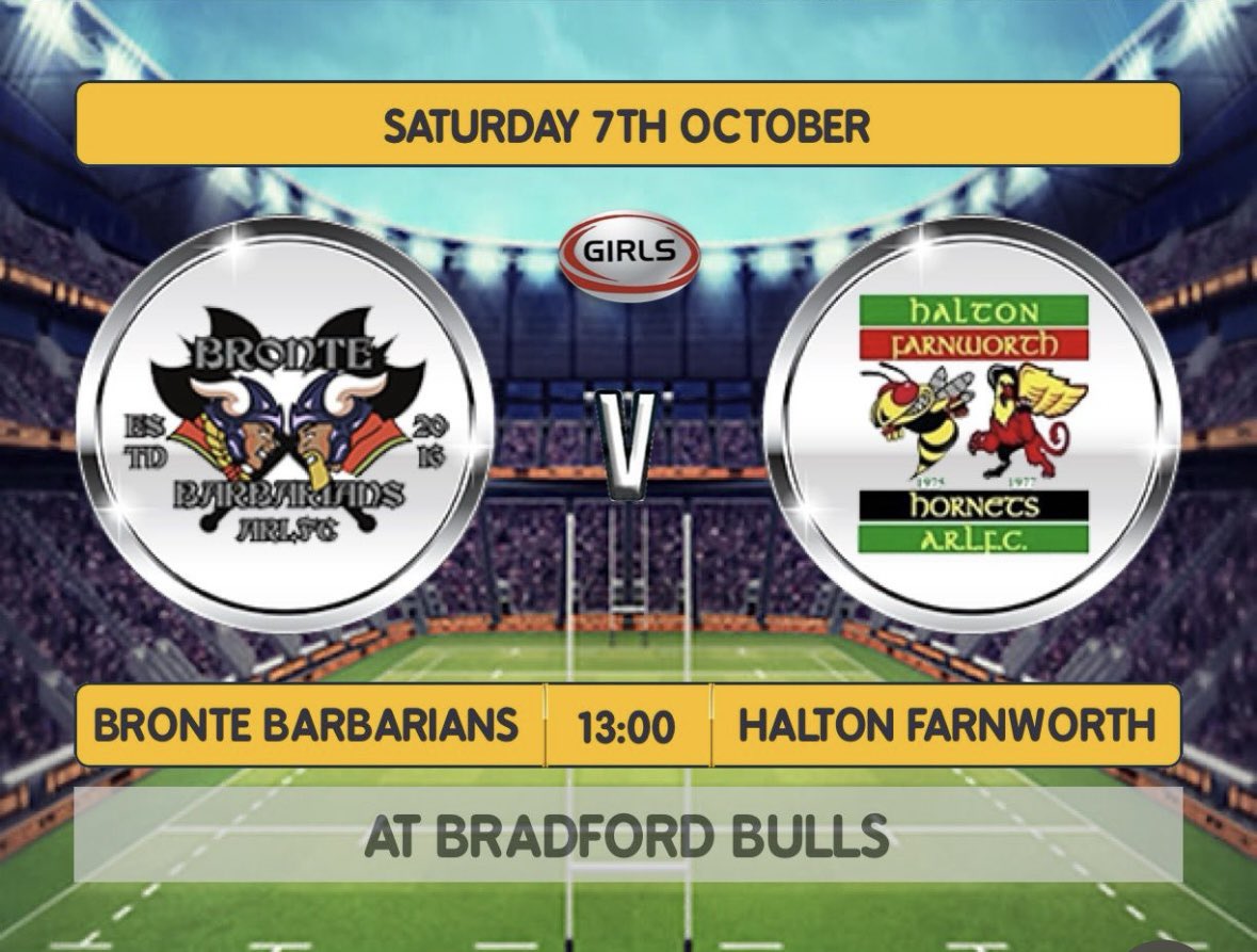 tonytonks08's tweet photo. It’s all about @BronteBarbarian u15’s Girls today.
National cup final at the @BradfordBullsRL stadium. 
1pm Ko versus Halton Farnworth arlfc. 

                   ⚫️⚪️ Brontè ⚫️⚪️ https://t.co/H8fsc1eQCJ