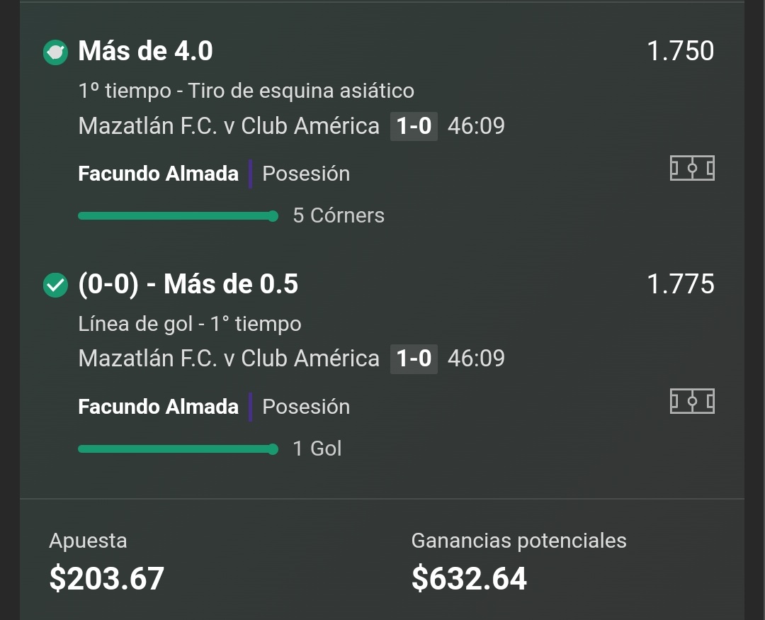 GomezTri's tweet photo. 2 jugadas ganadas en vivo #Parlay #LigaBBVAMX #America https://t.co/2ZBbyhO9ks
