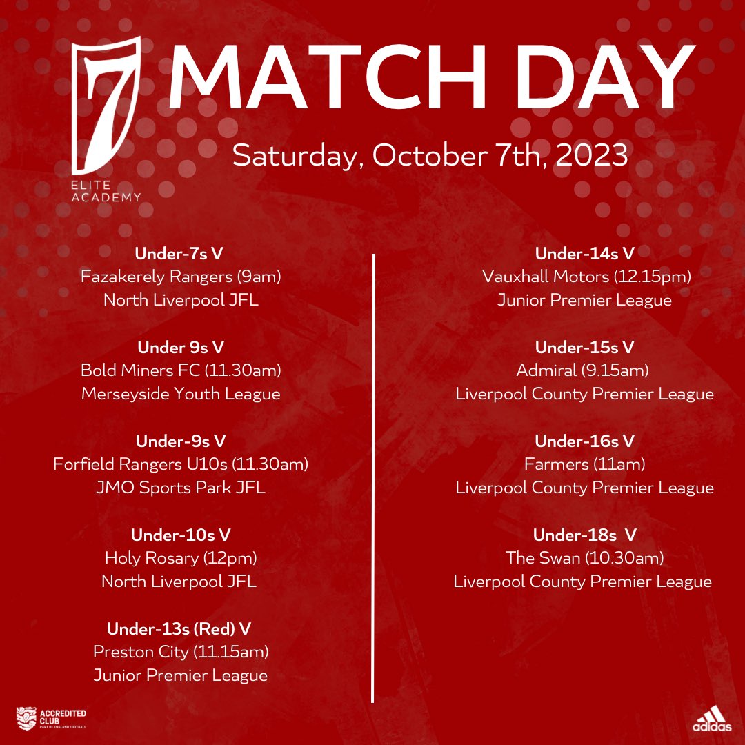 7EliteAcademyUK's tweet photo. COMPETE 🇬🇧🇹🇿🇺🇸 Good luck to all our teams in the UK playing games this weekend! 👊
JOIN US ⏬
📲 DM
📥 uk@7eliteacademy.com
🌐 https://t.co/J66pk5WiQ3
#7EliteAcademyUK | #PlayerPathway | #LiverpoolGrassrootsFootball | #MerseysideFootball | #YouthDevelopment https://t.co/mWw7gTZPc3