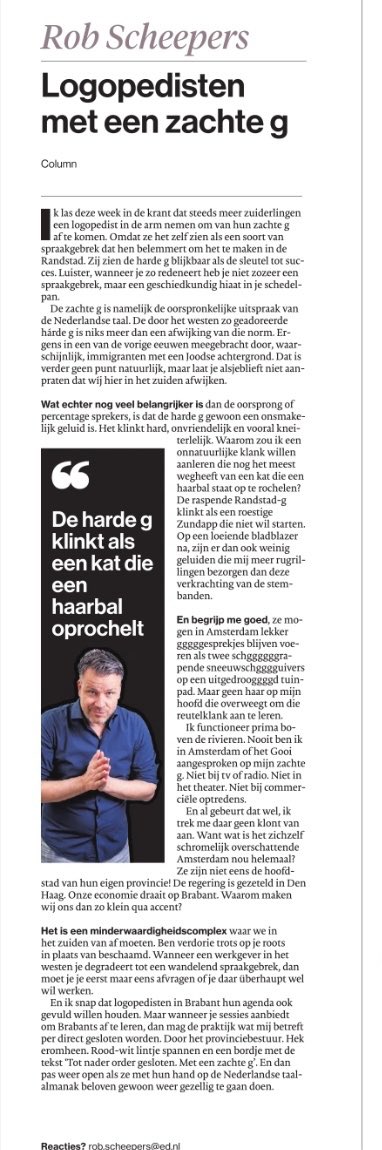 Column vandaag over de prachtig mooie én originele zachte G. ⬇️