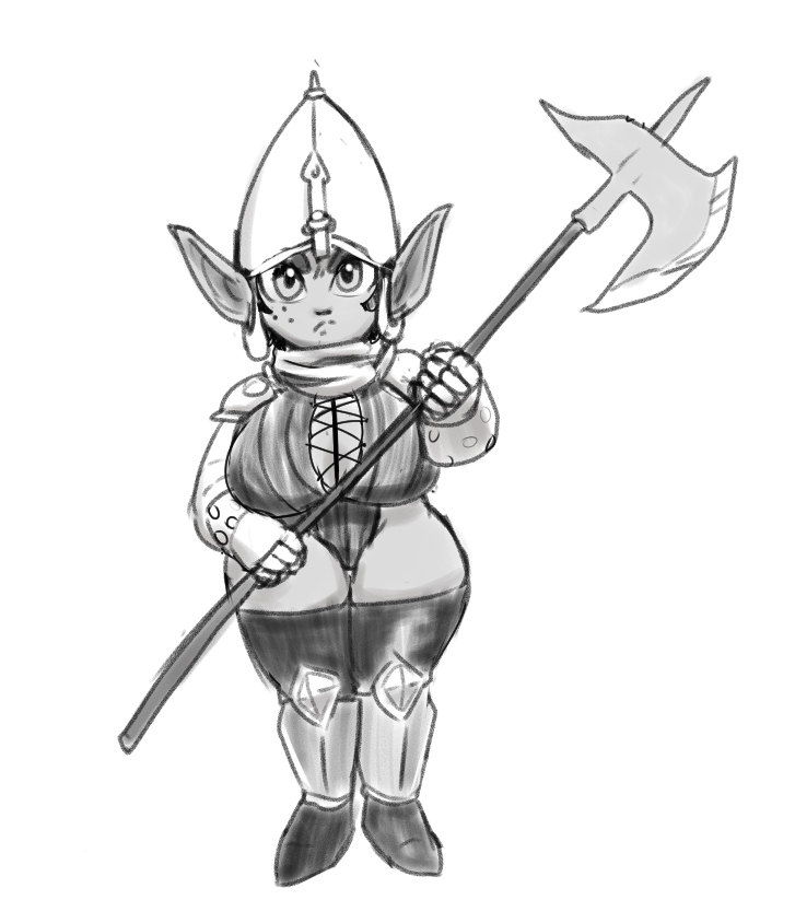 Actually got this one done nearly on time. No way I couldn't doodle up @cranihum1's Tani for 'knight'. #gobtober2023