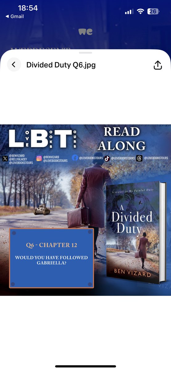 Readalong- A Divided Duty by Ben Vizzard. Q6 Yes I think I would follow Gabriella but my brain would be saying what you doing.
<a href="/benvizard/">Ben Vizard</a>
<a href="/KellyALacey/">Kelly Lacey</a> 
@lovebookstours 
#Ad #LBTCrew #BookTwitter