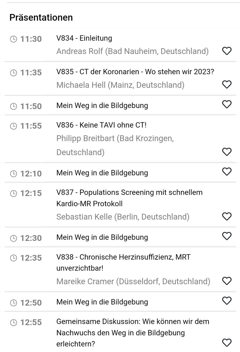 Philipp Breitbart (@kardiophil) on Twitter photo Toller Abschluss der #DGKHerztage für alle bildgebungsinteressierte @YoungDGK ler - mein Weg in die Bildgebung. Ab 11.30 Uhr Saal Nairobi 3 + 4...mit vielen spannenden Imaging-Insights aber auch persönlichen #Karrieretipps
<a href="/DGK_org/">Deutsche Gesellschaft für Kardiologie</a> <a href="/AG21_DGK/">AG 21 - Kardiale Magnetresonanztomographie</a> <a href="/thiele_holger/">Holger Thiele</a> @ChrisTescheMD Toller Abschluss der #DGKHerztage für alle bildgebungsinteressierte @YoungDGK ler - mein Weg in die Bildgebung. Ab 11.30 Uhr Saal Nairobi 3 + 4...mit vielen spannenden Imaging-Insights aber auch persönlichen #Karrieretipps
<a href="/DGK_org/">Deutsche Gesellschaft für Kardiologie</a> <a href="/AG21_DGK/">AG 21 - Kardiale Magnetresonanztomographie</a> <a href="/thiele_holger/">Holger Thiele</a> @ChrisTescheMD