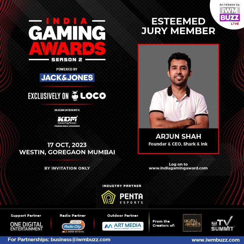 IWMBuzz (@iwmbuzz) on Twitter photo Welcoming #ArjunShah <a href="/arjun5hah/">Arjun Shah (Shark)</a> As Esteemed Jury Member At India Gaming Awards Season 2, India's Biggest Gaming Awards Entertainment Night
Log on to: indiagamingaward.com
Powered By: <a href="/JackJonesIndia/">JACK & JONES INDIA</a>
Exclusively on <a href="/GetLocoNow/">Loco</a>
In Association With: <a href="/KDMINDIA_in/">KDM INDIA</a>
Industry Welcoming #ArjunShah <a href="/arjun5hah/">Arjun Shah (Shark)</a> As Esteemed Jury Member At India Gaming Awards Season 2, India's Biggest Gaming Awards Entertainment Night
Log on to: indiagamingaward.com
Powered By: <a href="/JackJonesIndia/">JACK & JONES INDIA</a>
Exclusively on <a href="/GetLocoNow/">Loco</a>
In Association With: <a href="/KDMINDIA_in/">KDM INDIA</a>
Industry