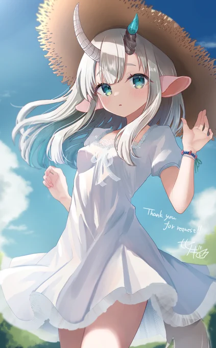 白ワンピな角っ子ペルルちゃん!
