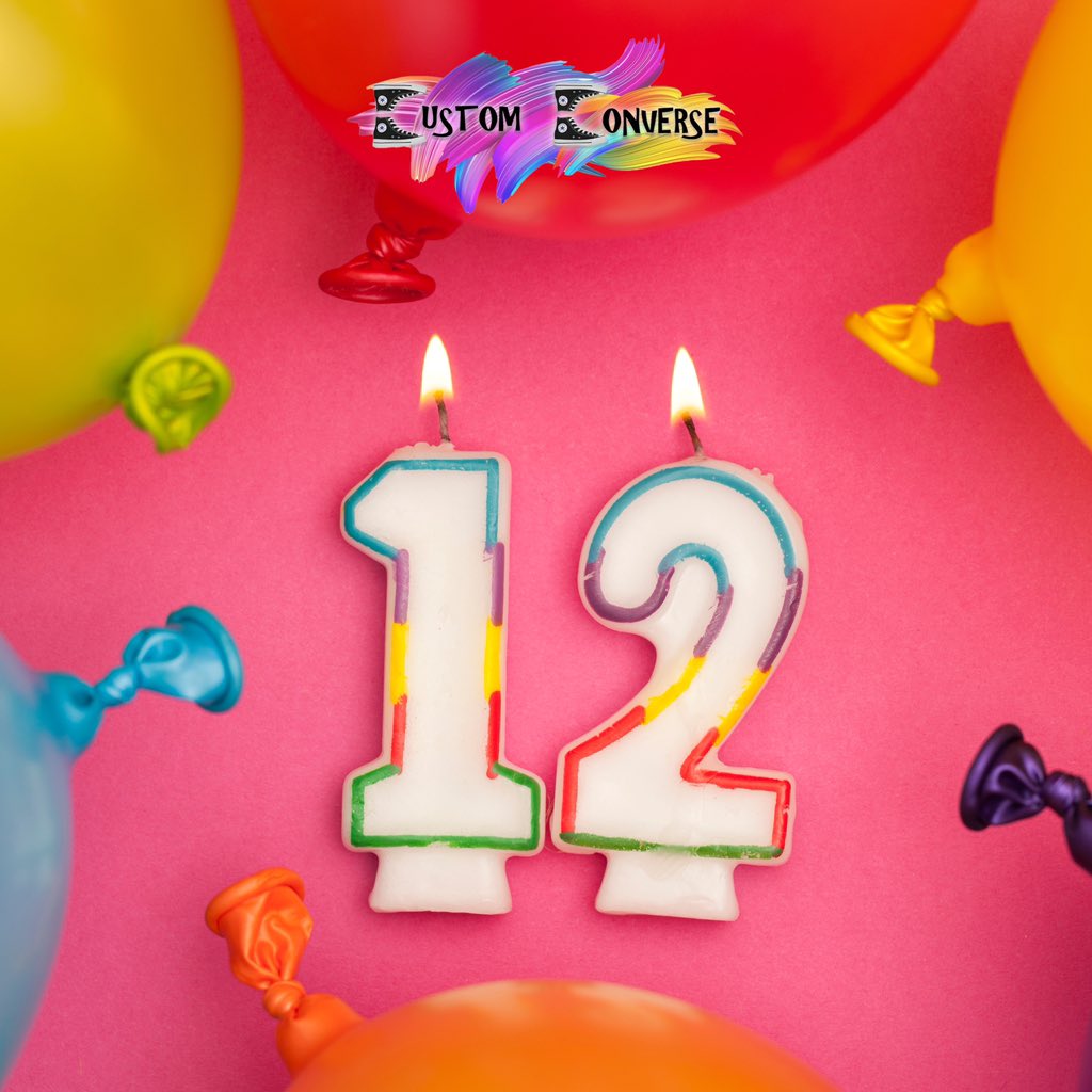 CustomConverse's tweet photo. Happy 12th Birthday Custom Converse! 🥳
To celebrate you can get 12% off every order placed on the website today. The discount is automatically added at the checkout 🎁💝
https://t.co/iaWudisB03
#customconverse #discount #birthday #businessanniversary #customshoes https://t.co/IK6COuVV3S