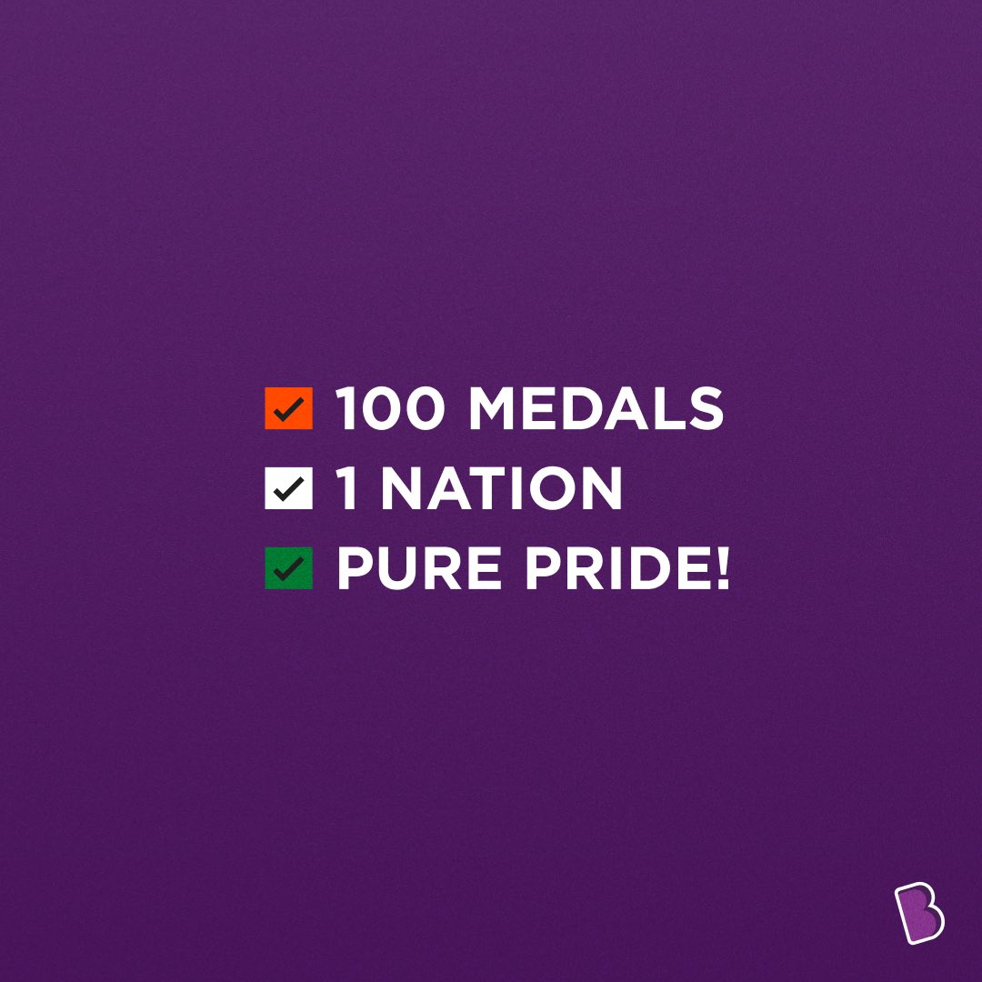 BYJUS's tweet photo. Unmatched triumph! 🌟 Team India shines with an incredible 100 medals at the Asian Games 2023, rewriting the nation’s game history. Congratulations on this outstanding accomplishment! 🇮🇳🏅 

#AsianGames2023 #TeamIndiaGlory #CenturyofAchievement #byjus #byjusthelearningapp https://t.co/ZqCScrvyR1