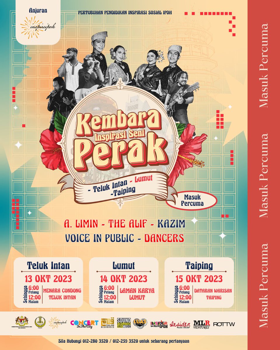 INI JELAJAH PERAK PALING RARE!

Mari sertai kami sepanjang Kembara Inspirasi Seni Perak bermula minggu hadapan di Menara Condong Teluk Intan (13 Okt 2023), Laman Karya Lumut (14 Okt 2023) dan Dataran Warisan Taiping (15 Okt 2023).

Jumpa kome semua nanti, masuk percuma!

⚪️🟡⚫️