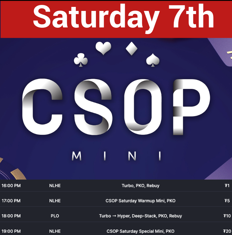 CoinPoker_OFF's tweet photo. Today's #CSOP Mini schedule (GMT) 👇 GL to all players! 😎
More info: https://t.co/Wfol6gWUQe 
#CSOPMini #CoinPoker #CryptoPoker https://t.co/OS6fPVCydg