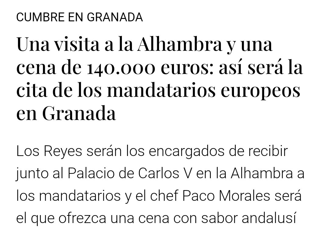 Esto es un verdadero despropósito, 140.000 euros, 1.750 euros por cubierto, o sea, que se han comido por persona y en una sentada más de lo que mi madre, con su pensión de viudedad, cobra en 2 meses.
Puta vergüenza!!!