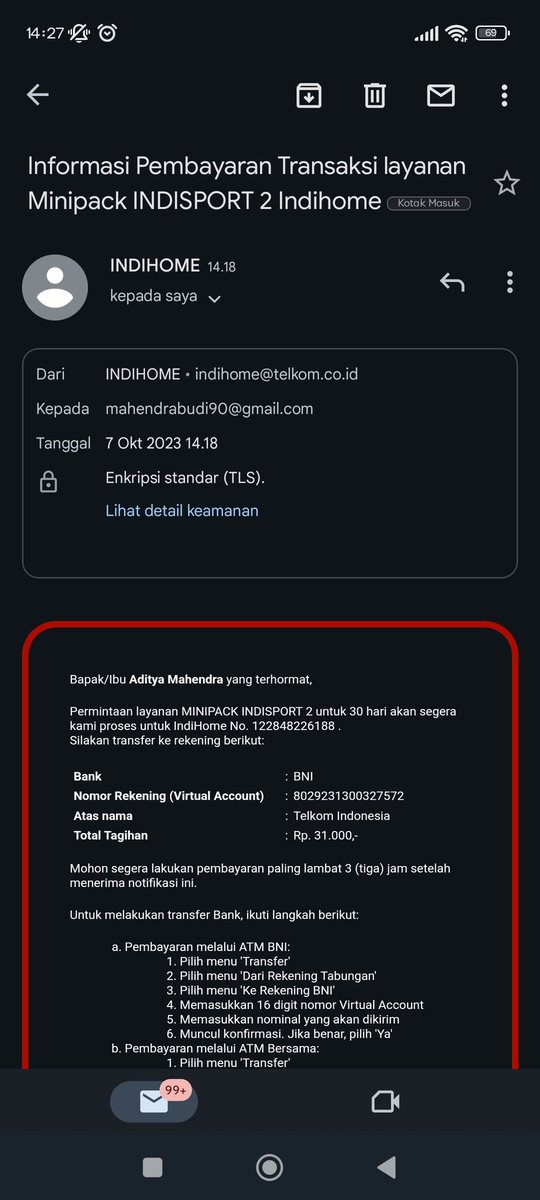 Adit_Mahen's tweet photo. @IndiHomeCare @IndiHome saya tidak pesan apa2.. Mohon info konfirmasi nya.. Tx.. https://t.co/GDlS2FwtBz