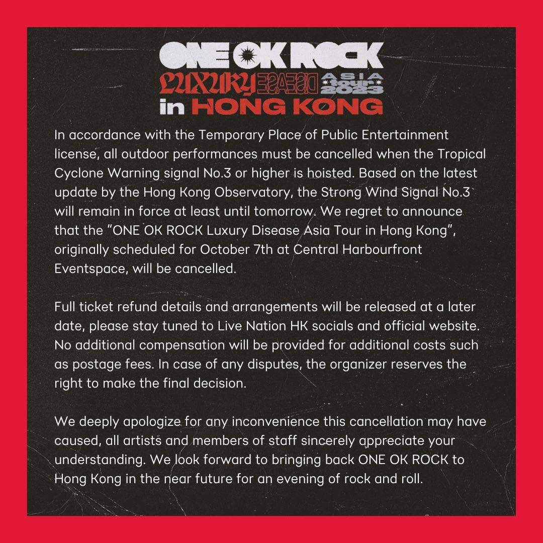 ONEOKROCK_japan's tweet photo. To all of our Hong Kong fans,
We love you guys and we hope to be back soon!!
#ONEOKROCK https://t.co/GRdBdVIkJz