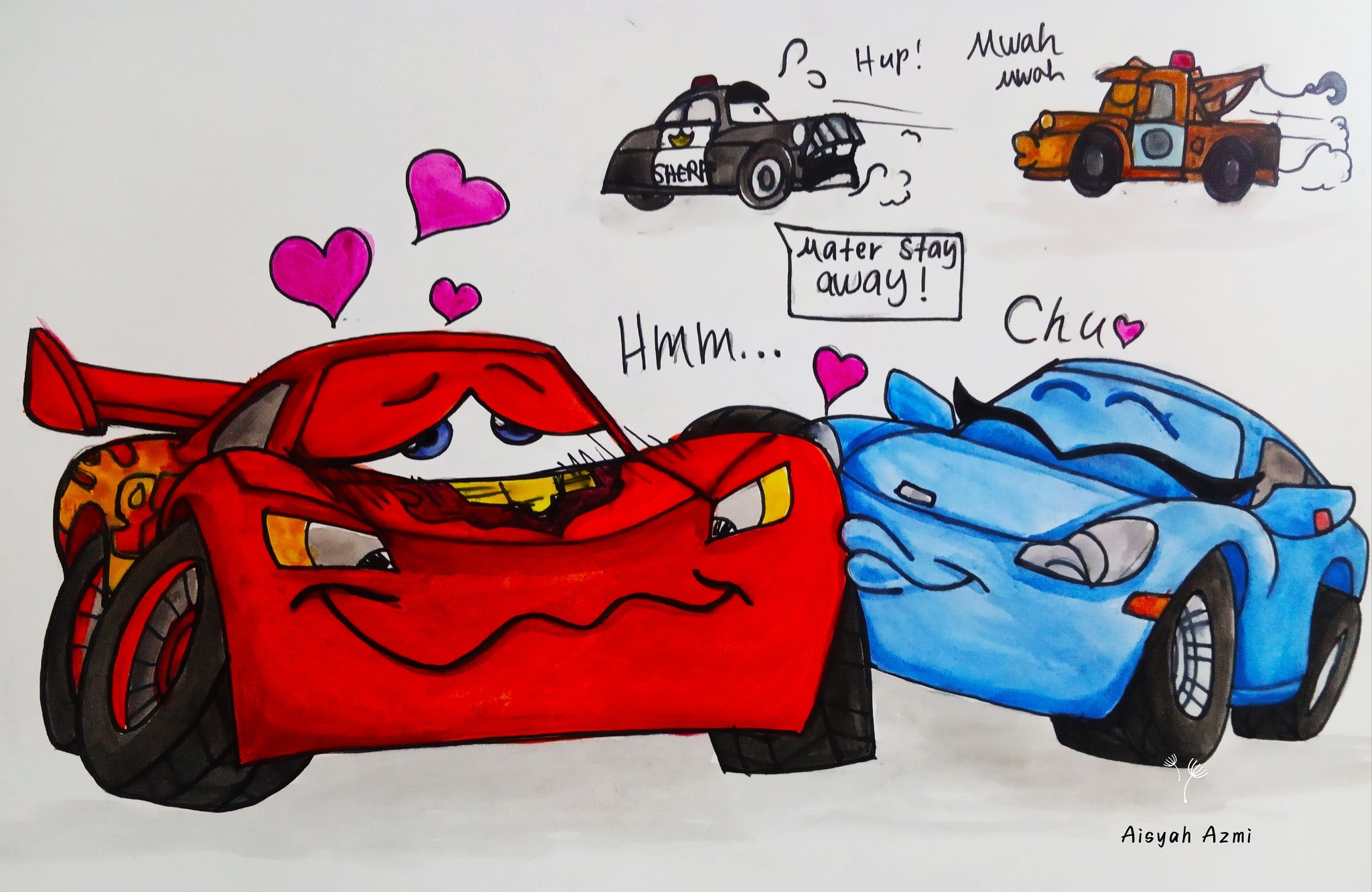 Missbear on X: Favorite Cars Toons episode for carstober2023 ok actually  I dont know which episode so I draw Lightning McQueen hiccups this one I  like Sally kissing McQueen to get rid