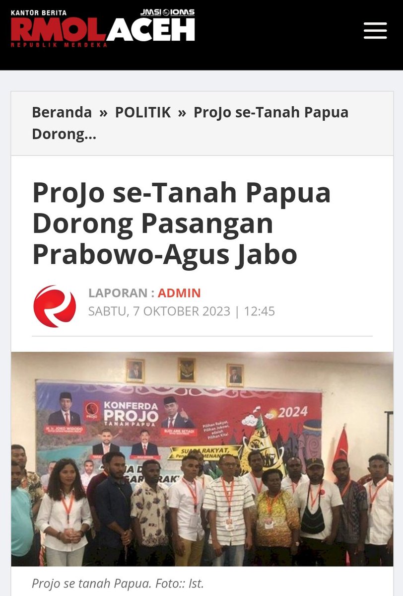 farhandalimunte's tweet photo. Jd teringat podcast di "Kok Lucu" yg dipandu sama bang @NOTASLIMBOY
😁

Projo se-tanah Papua dorong pasangan Prabowo-Agus Jabo utk Capres &amp; Cawapres RI di Pemilu 2024.

https://t.co/dZzhV0R8cM https://t.co/yk3oydCsFu