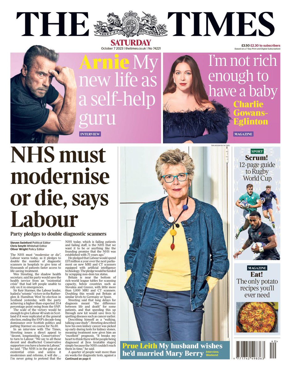 .@UKLabour will get our NHS back on its feet and fit for the future. Today I’ve announced a doubling of diagnostic scanners with our ‘fit for the future’ fund. Faster diagnosis means faster treatment, better outcomes and better use of taxpayers’ money. thetimes.co.uk/article/b1385c…