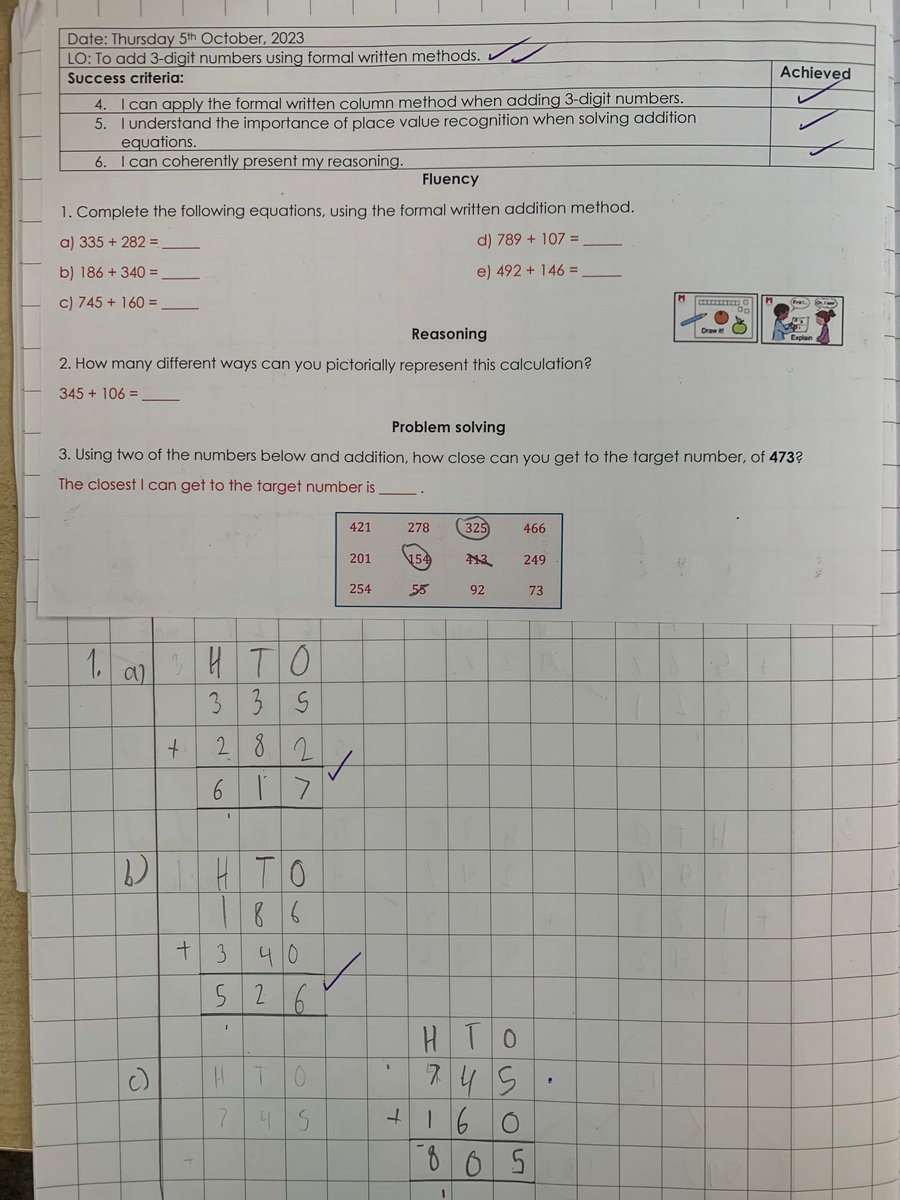 ParkAcad's tweet image. This week, Year 3 have been learning to add ➕ 3-digit numbers together. 🧮First they practiced using dienes, and afterwards represented their learning using pictures and column method #columnmethod #addends @thesteptrust