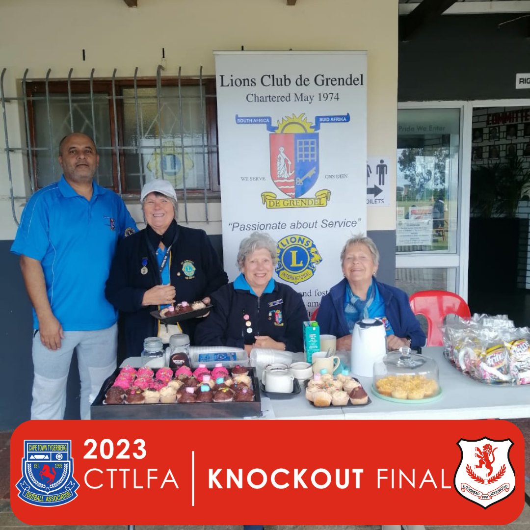 The Lions Club are here with some lekker goed for fans and players who need a little sugar for energy. 🎂🍰
Show them some support!
Edgemead Football Club 
#lionsclubdegrendel #edgemeadfootballclub #CTTLFA #meadpride #upthemead #proudlyedgemead #CTTLFASeniorKnockOutCupFinals