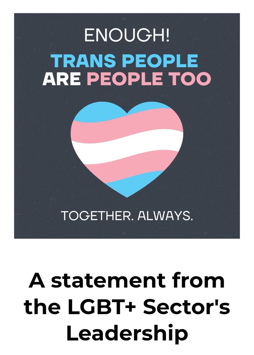 An important statement from LGBT+ leaders, including myself

'For far too long now, we have seen trans people and communities used in a culture war, mocked by those who are in positions of power, and inaccurately portrayed as a threat to other communities'
consortium.lgbt/enough/