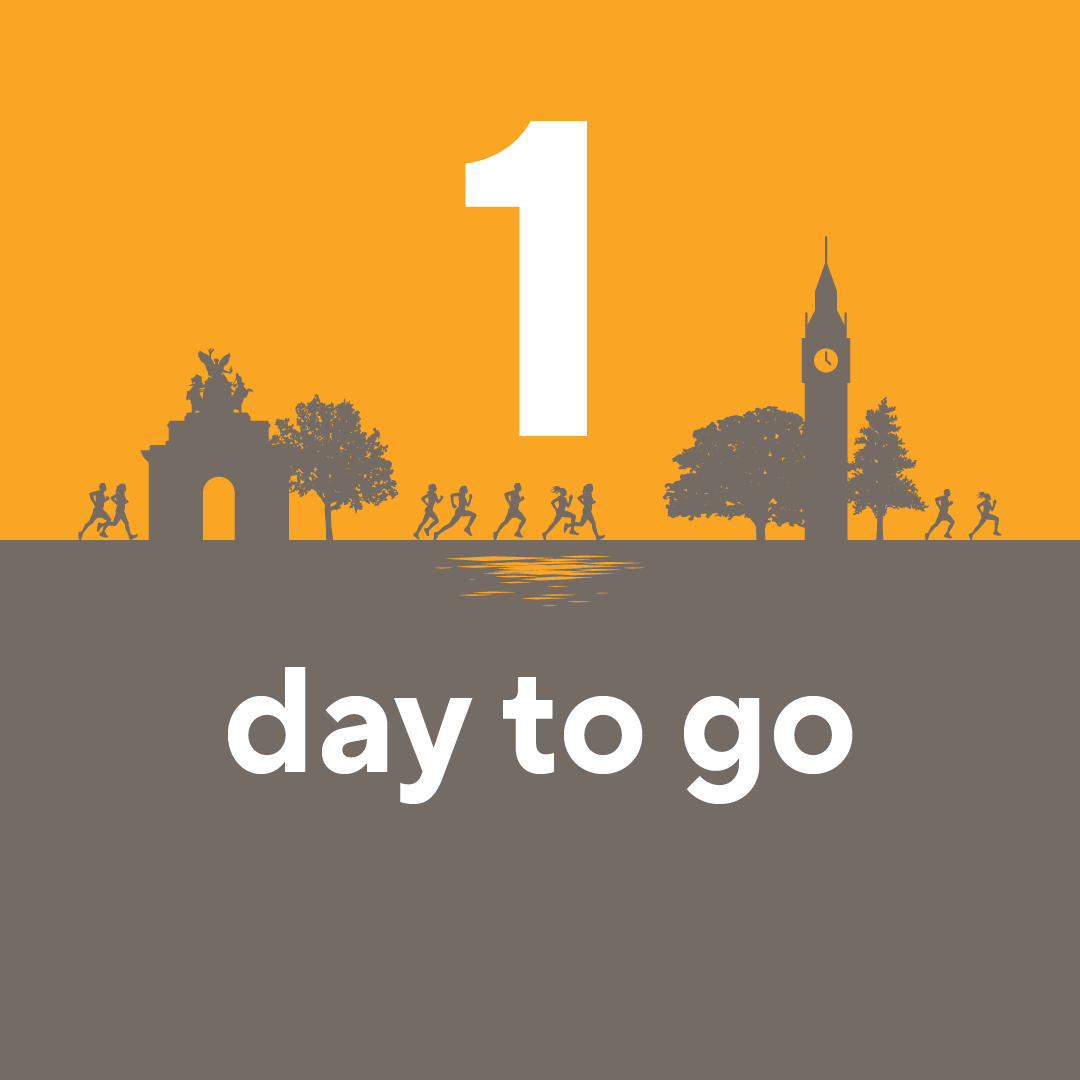 RoyalParksHalf's tweet photo. 1 day to go! This time tomorrow, you'll be on the start line for the #RoyalParksHalf and we cannot wait! Reply to this tweet with an emoji that sums up how you're feeling. 🧡🙌 See you on the start line!! https://t.co/r7SY69PqG9