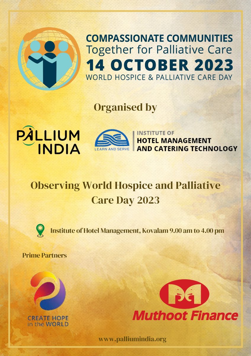 On October 14, 2023, World Hospice and Palliative Care Day (WHPCD), Pallium India is organising an event to honour our patients, caregivers, palliative care providers, community volunteers and other stakeholders, supporting the World Hospice and Palliative Care movement.
#whpcd