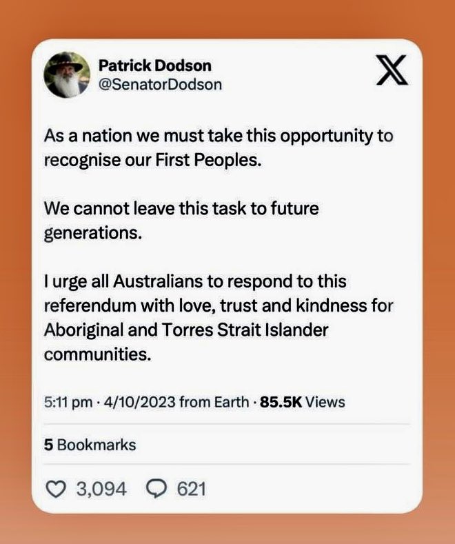 zdaniel's tweet photo. Love, trust and kindness for our First Nations peoples is being asked by them as we approach the referendum. 

Let’s respect and recognise the ask that is being made of us. 

Yes or No is your choice. It’s a change only you can make happen. https://t.co/CuDVSdC5mH