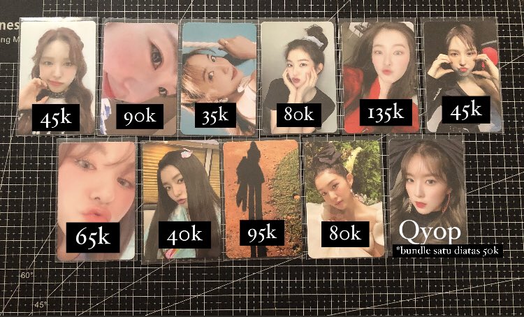 congratslia's tweet photo. WTS RED VELVET PHOTOCARD OFFICIAL 

- harga udah include all
- condition? Dm 
- udah available di shopee : liatacobila
- irene ribbon qyop sama pair nya 

Irene ribbon irene kunti Wendy fmr Wendy birthday yeri bloom Irene bayangan https://t.co/IRvtM8Nutr