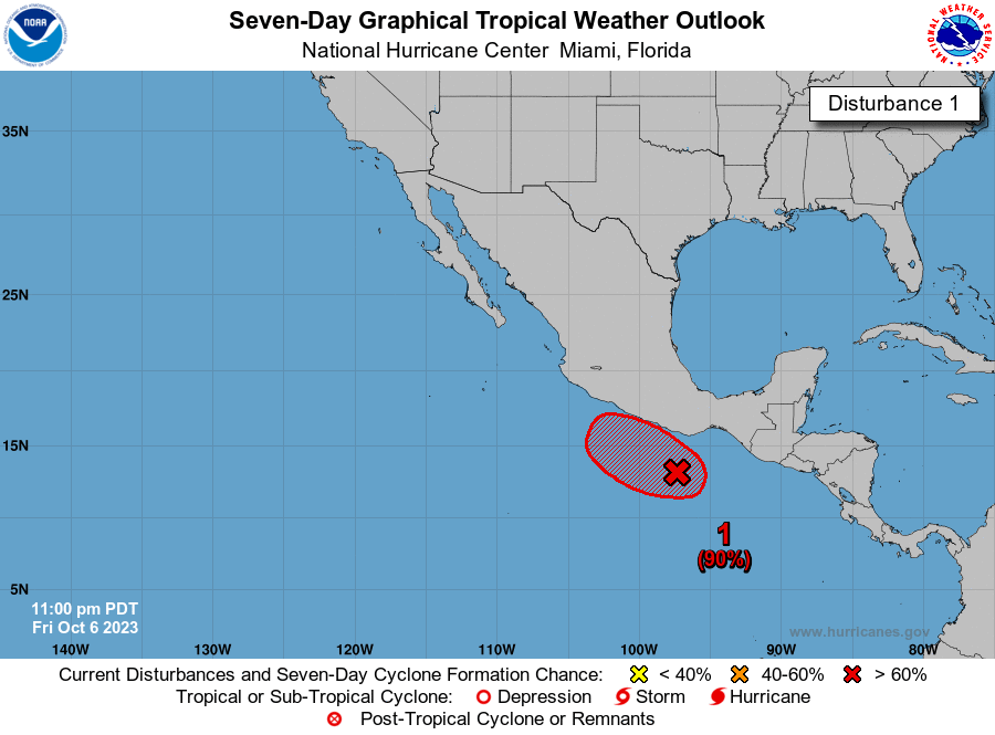 LimWeather's tweet photo. D146 EPAC #HurricaneSeason2023 2am EDT
#Invest99E, has 80% in 2d, 90% chance in 7d🍒to develop into a TC in EPAC, off #Chiapas/#Oaxaca, interests on Mexico's Pacific Coast are to and should watch this very closely!
#wxtwitter #tropicswx #HurricaneSeason #EP99 #99E #max https://t.co/ScDEnnTd3M