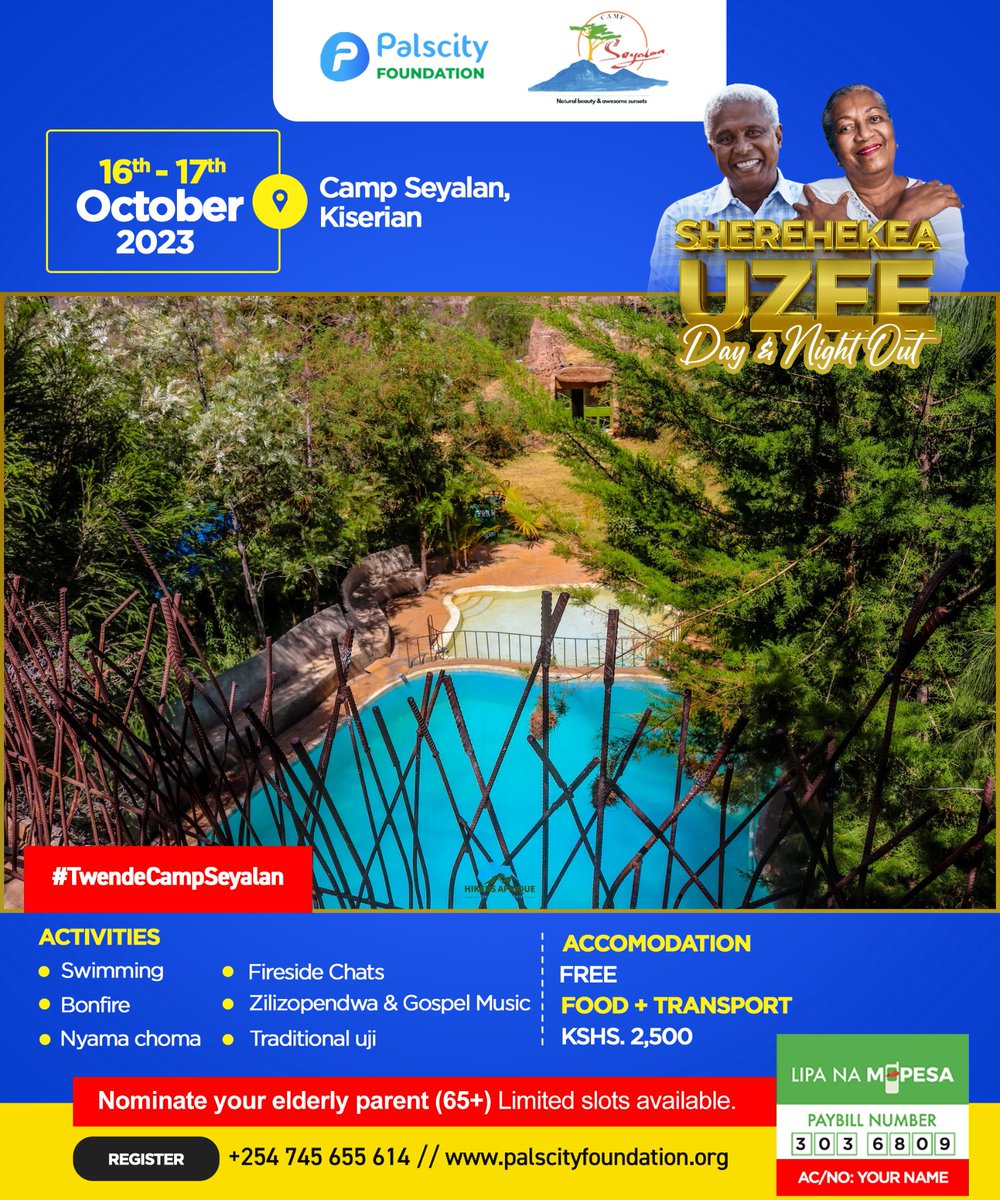 DftNews's tweet photo. Magic experience for the elderly at only Sherekea uzee festivals,the date are here 16th and 17th October
Experience this at camp seleyan kiserian,40 slots remaining visit:https://t.co/sKBukW0xDN https://t.co/FHSVqZyu0T
