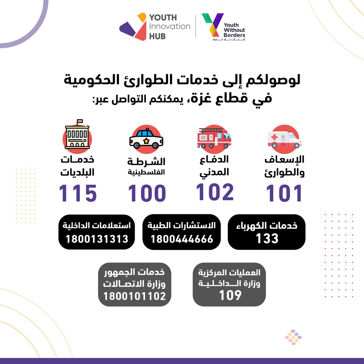 مجتمعنا العزيز، نتمنّى السلامة التامّة لكم 🙏🏻

▪️لوصولكم إلى خدمات #الطوارئ الحكومية، يمكنكم التواصل عبر الأرقام المرفقة 👇🏻