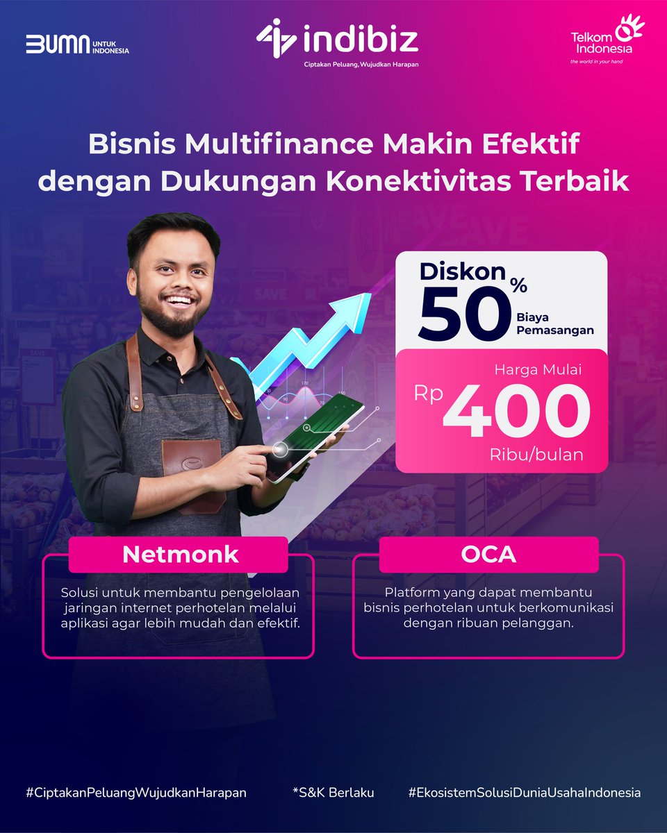 Indibizkti's tweet photo. Buat bisnis multifinance makin efektif dengan solusi digital dari Indibiz Multifinance mulai dari 400 Ribuan๐คฉ
Mumpung ada diskon 50% hanya dibulan ini loh๐
#promo #PromoOktober #bisnis #Indibiz https://t.co/QtUWSqTMmG