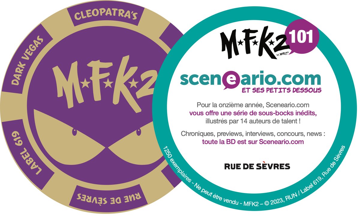 sceneario's tweet photo. MFK2 de Run chez @label619 - @ruedesevresBD est à l'honneur du #petitdessous n°101 de #sceneario !!
Disponible lors du Festival @QuaidesBulles !🍾
@realMutafukaz #mfk #label619 #ruedesevres #sousbock #quaidesbulles #run #saintmalo #bd #mfk2 https://t.co/llYEHoOIpG