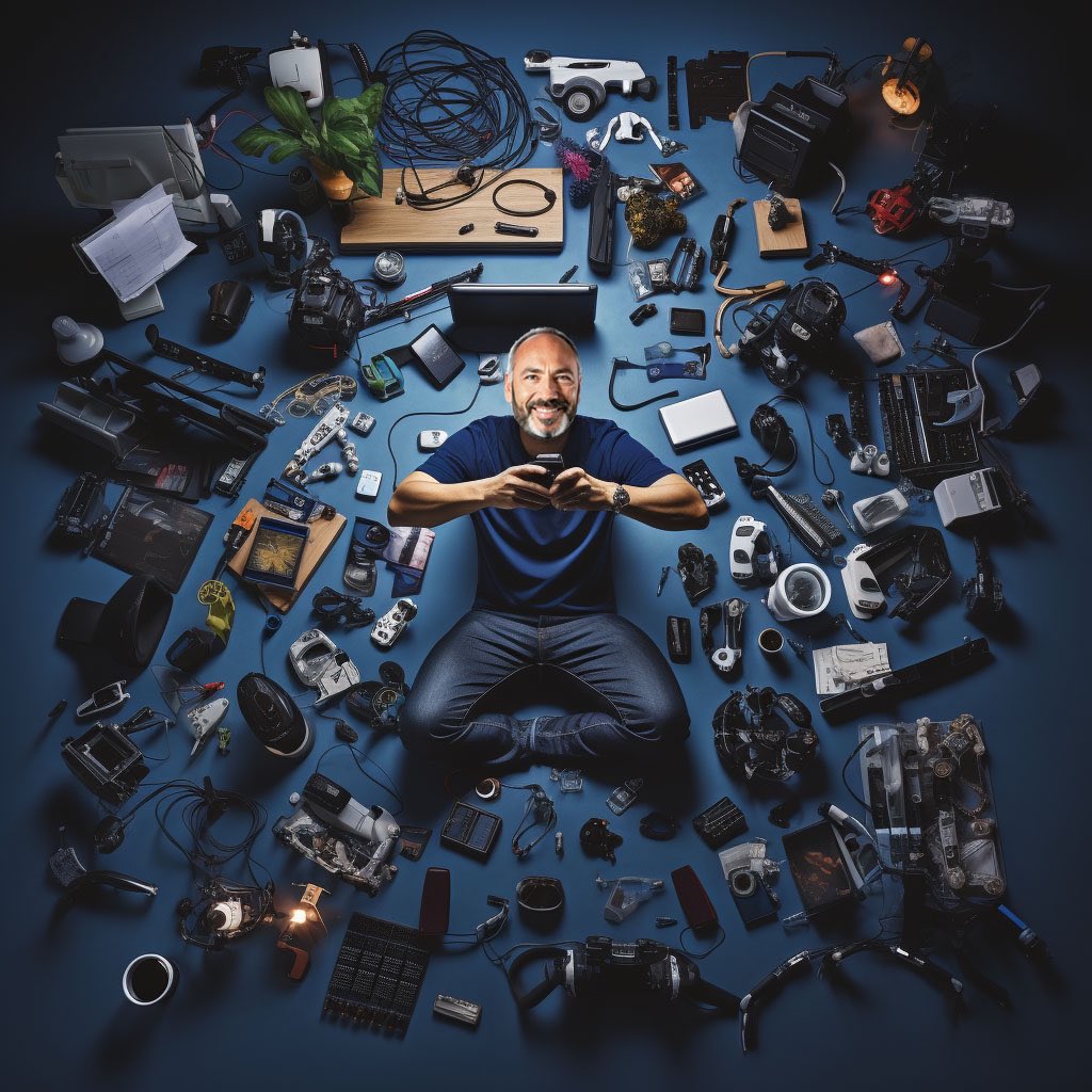 Experimented with #ChatGPT &amp; #DALLE3: After analyzing my website, it generated an image with my work objects. Same prompt to #Midjourney, different photo. Which is better: Image 1 or 2? 📸🤖 #AI #DigitalArt #KI