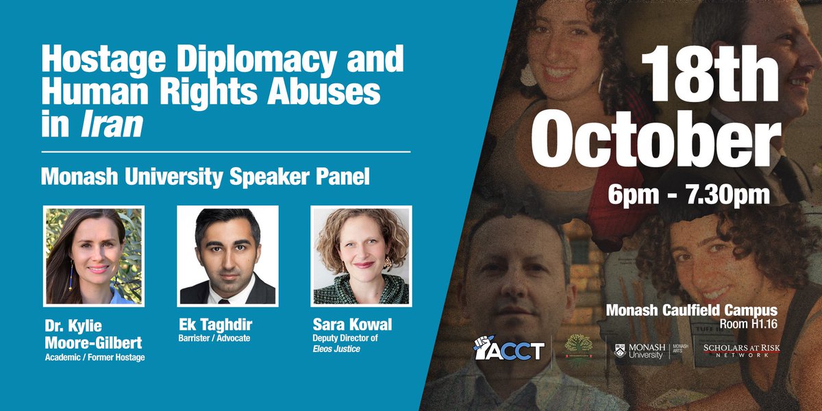 Don’t miss the chance to sign up to our panel! 

It will be your chance to hear from experts on human rights in Iran, and get your questions answered!

Get your free ticket here: 
eventbrite.com.au/e/monash-unive…

#free2think #HumanRights #Iran #AhmadrezaDjalali #NiloufarBayani