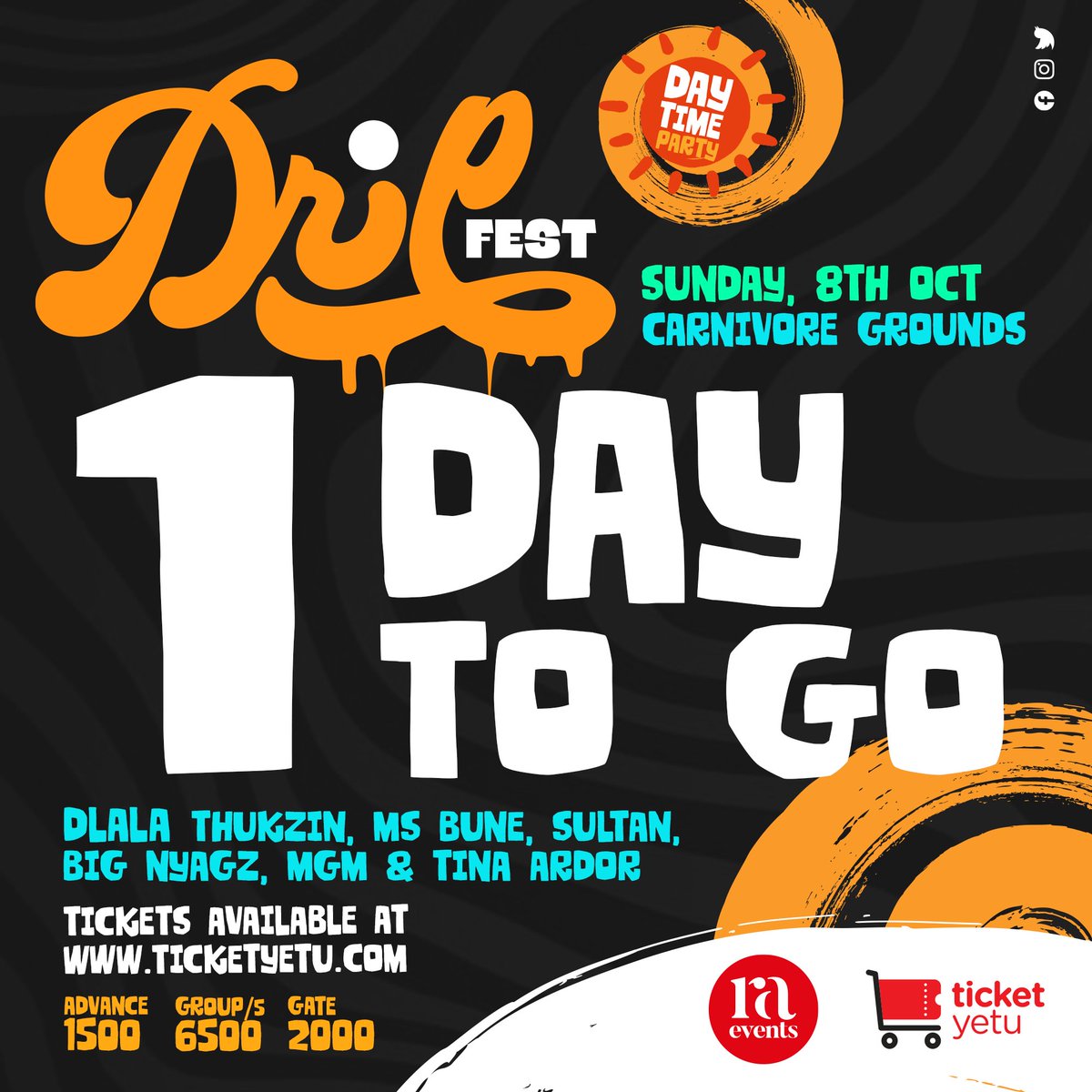 DripFestKE's tweet photo. Tomorrow we shut down Nairobi in style at the Carnivore Grounds‼️Get your dancing shoes ready 💃💃
You better be having your ticket ready and if not get it now by clicking this link:https://t.co/okoo0j1fDs
#DripFestKE 
#dlalathukzininkenya https://t.co/2TiqnGNNuv