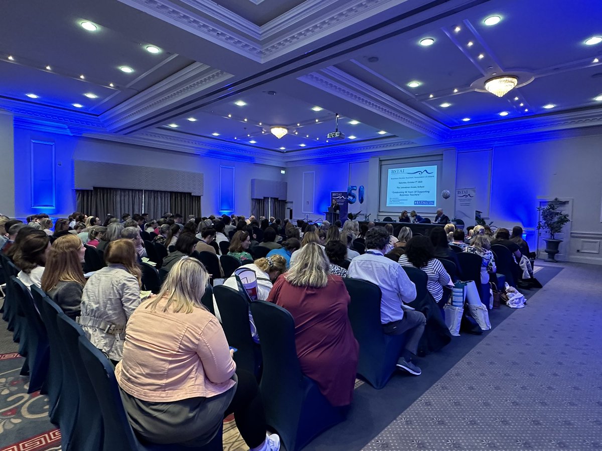 And we’re off! Past President and MC for the day @magsnorton welcoming delegates to the 35th National #BSTAI conference in Johnstown Estate and introducing our current President, @Msoriordan and our Keynote Speaker Mairead McGuinness #BSTAIcon