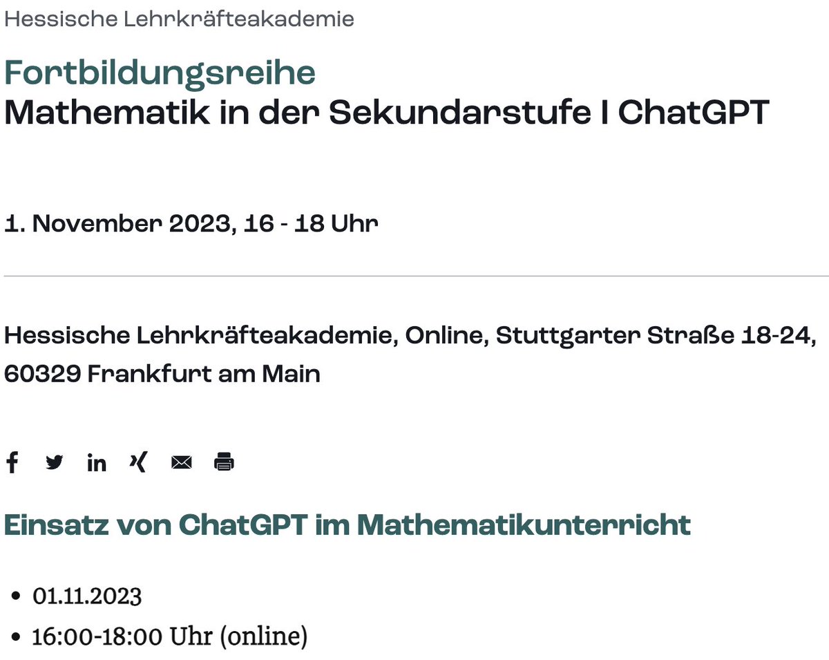 Für das Land #Hessen führe ich als nds. Lehrerin bald eine Fobi zu #ChatGPT im #Mathematikunterricht durch. In #NDS habe ich angefragt, ob eine Fobi zu #KI interessant wäre. Antwort war ein Einzeiler, der mich nicht motiviert hat, mich weiter zu kümmern🤷‍♀️
t1p.de/ka68q