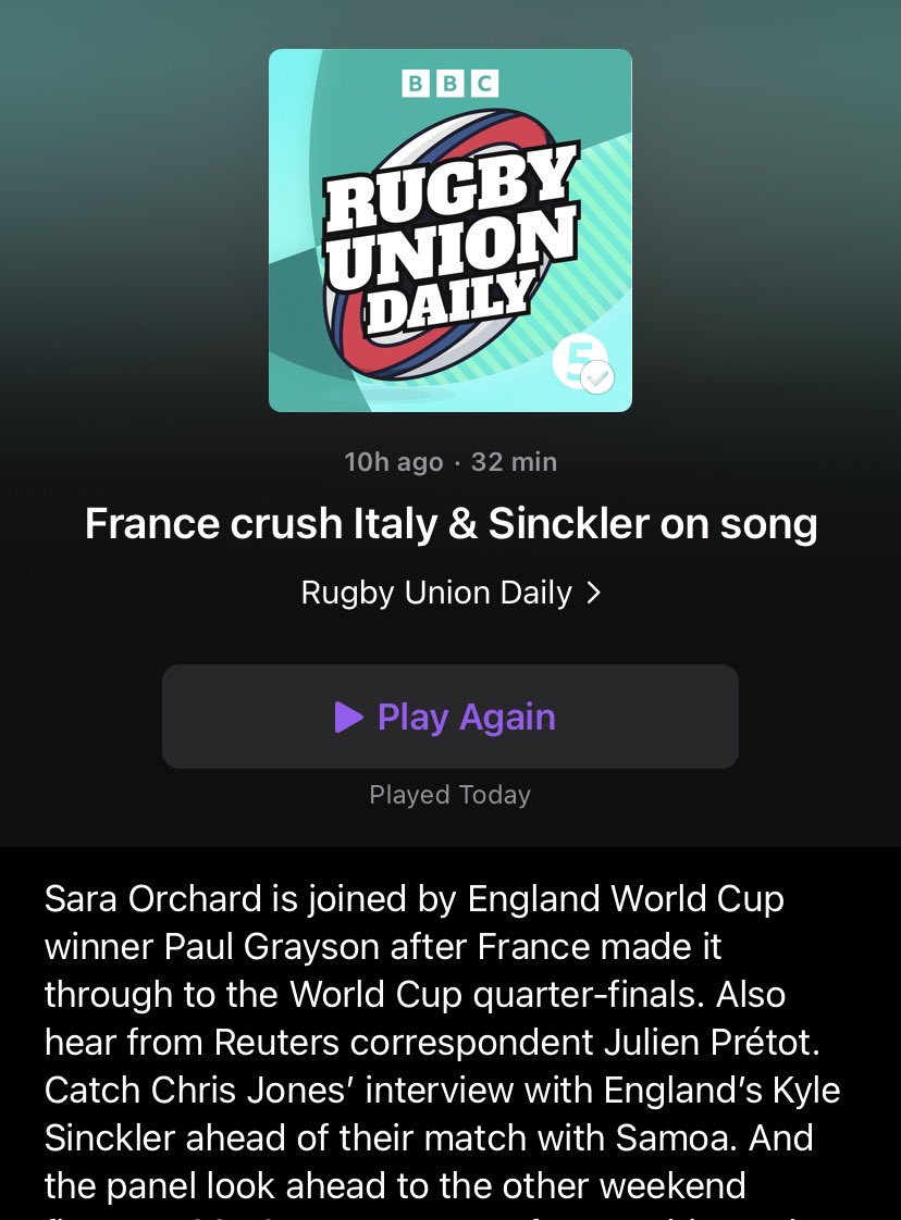 The pod where Serge Blanco walks past… #RugbyUnionDaily podcasts.apple.com/gb/podcast/rug…