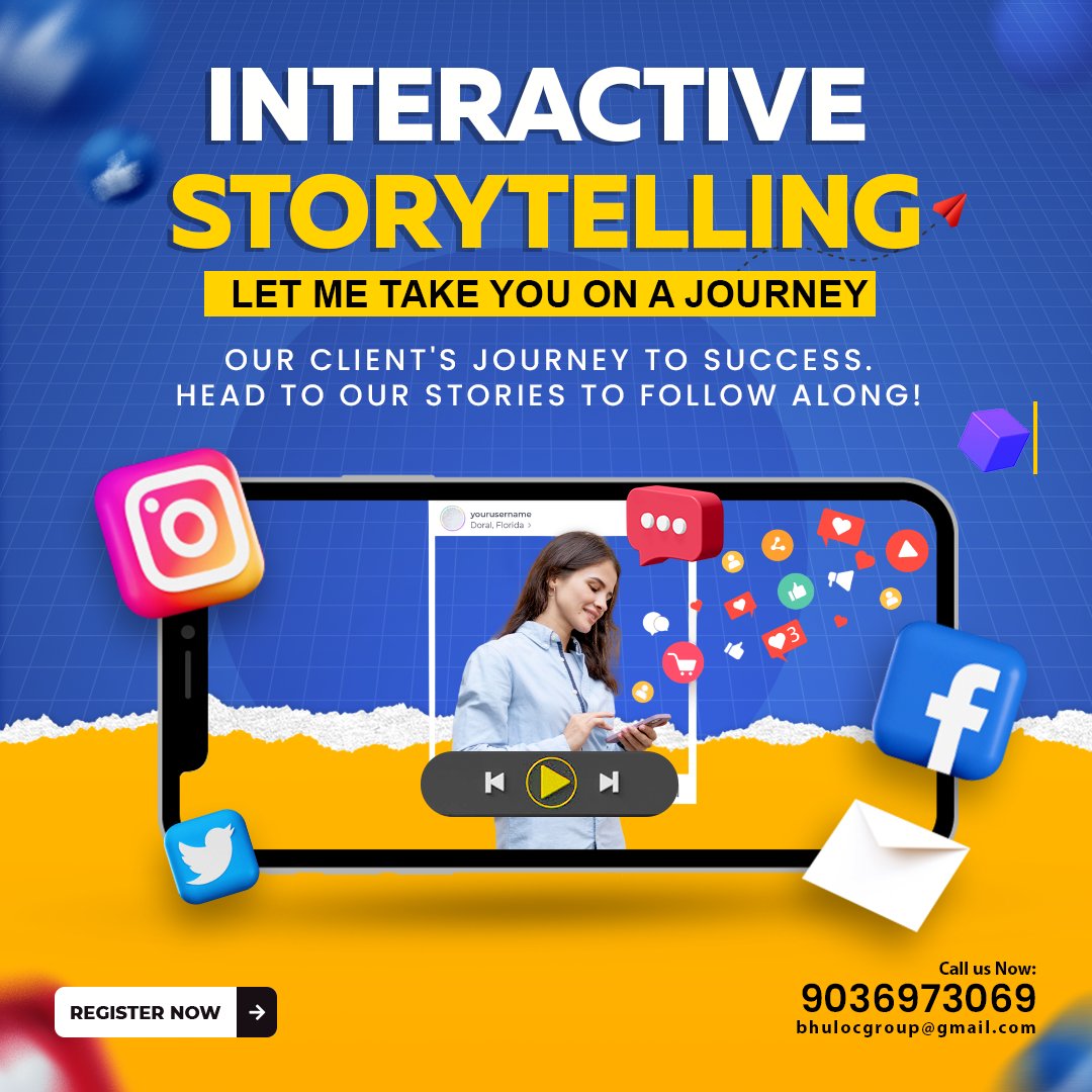 📲 Boost Engagement with Interactive Social Media Storytelling 📚💬 

📞Contact Us To Discuss: 9036973069

#StorytellingHacks #SocialMediaStorytelling #InteractiveContent #EngageYourAudience #StorytellingTips #DigitalNarrative #AudienceInteraction #CreativeStorytelling