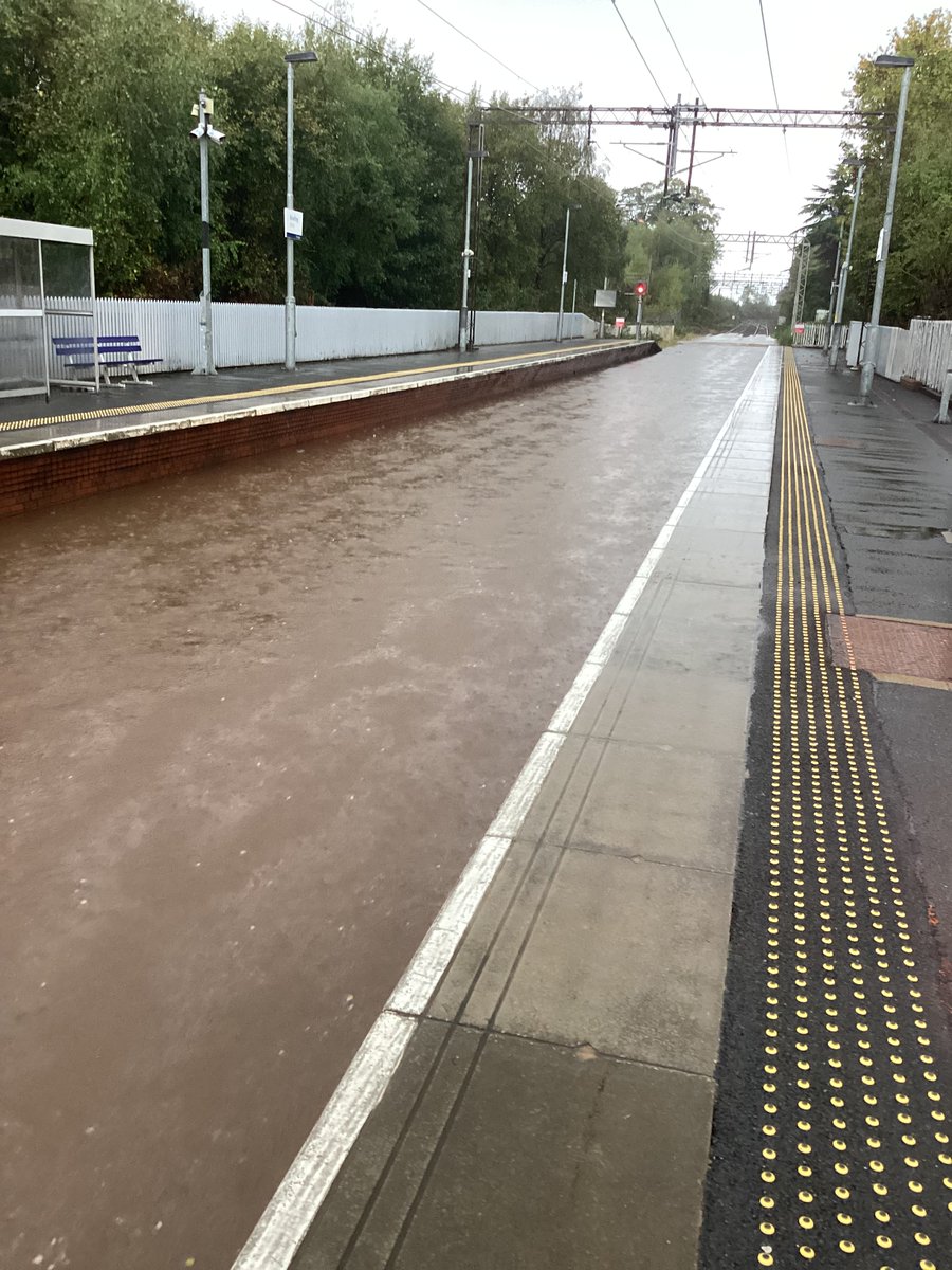 This is Bowling, between Dalmuir and Helensburgh/Balloch where we took the proactive decision to close the line, given the extreme rainfall we’re seeing in this area today. <a href="/ScotRail/">ScotRail</a> <a href="/CalSleeper/">Caledonian Sleeper</a> <a href="/GBRailfreight/">GB Railfreight</a>