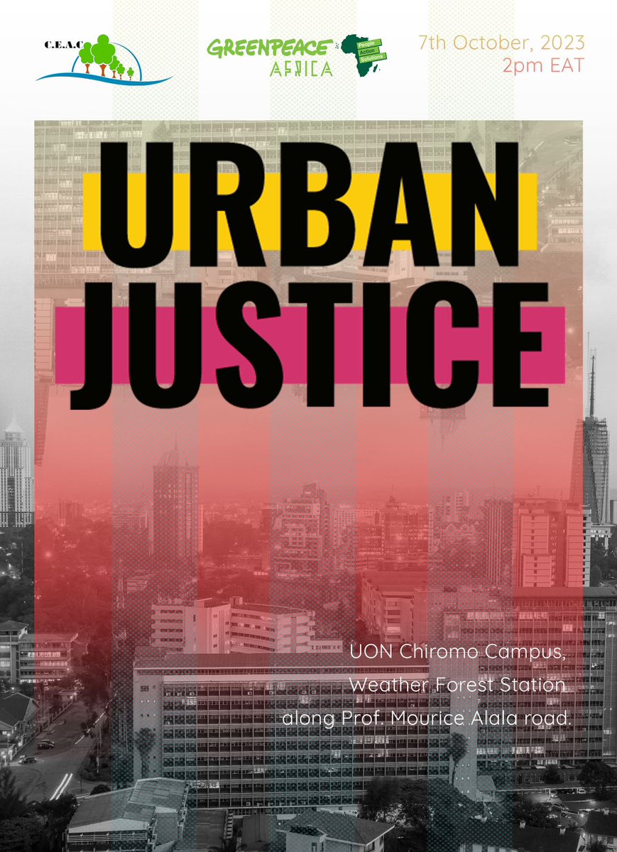 Pushing the public debate towards @Greenpeaceafric vision on climate and social justice in cities
#UrbanJustice #WorldHabitatDay #WorldCitiesDay #UrbanOctober @Ubunifu_Hub