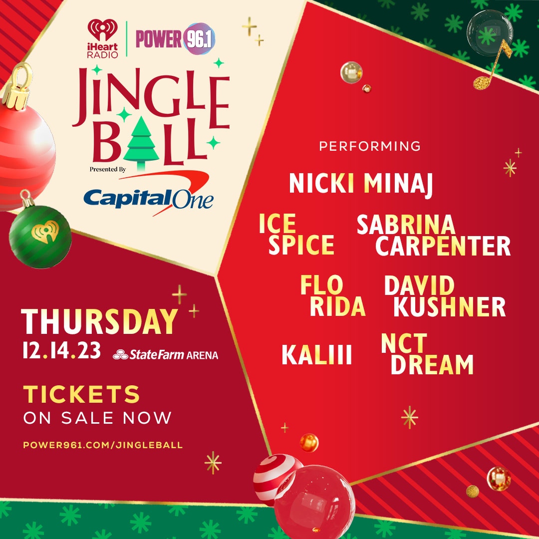 poweratl's tweet photo. Can you find the artist names? Repost when you find them!
It's a Jingle Ball winning weekend! Listen to win tickets to see #961JingleBall on December 14th with music from #NickiMinaj #IceSpice #SabrinaCarpenter #FloRida #DavidKushner #Kalii and #NCTDream
https://t.co/4UwFqwRyyj https://t.co/D1tXoQhg4a