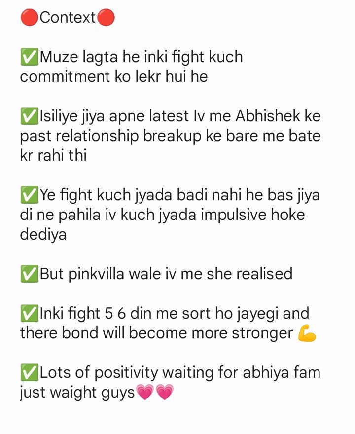 🔴AID🔴

28sep:- dii like abhiya pic 
29sep:- like abhi post

Yah tak jiya and abhi ke beech sab thik tha

30sep:- fight happen bw them
1oct:- nayandeep iv she said we no more freainds

3rd oct :- she was talking about get over from past relationship

#Abhiya context 3rd page:-