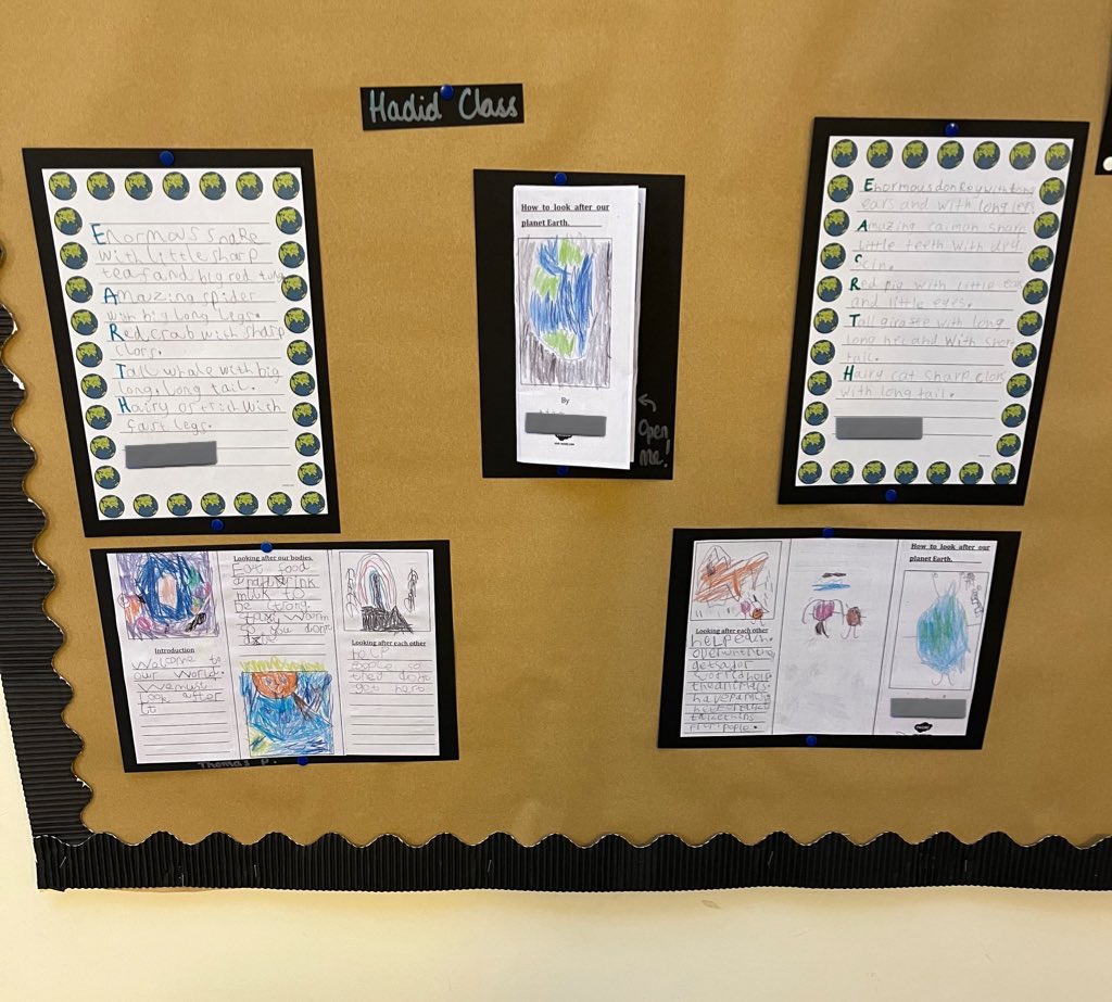 stbarnabasyork's tweet photo. Across school, we used @OliverJeffers amazing Here We Are to inspire our English.
Attenborough learnt about the Earth and it’s wonders.
Hadid made acrostics and guides to care for Earth.
Farah made poetry based on the 5 senses.
Kahlo created odes to places and blackout poetry. 💫 https://t.co/4lBByiFA3D