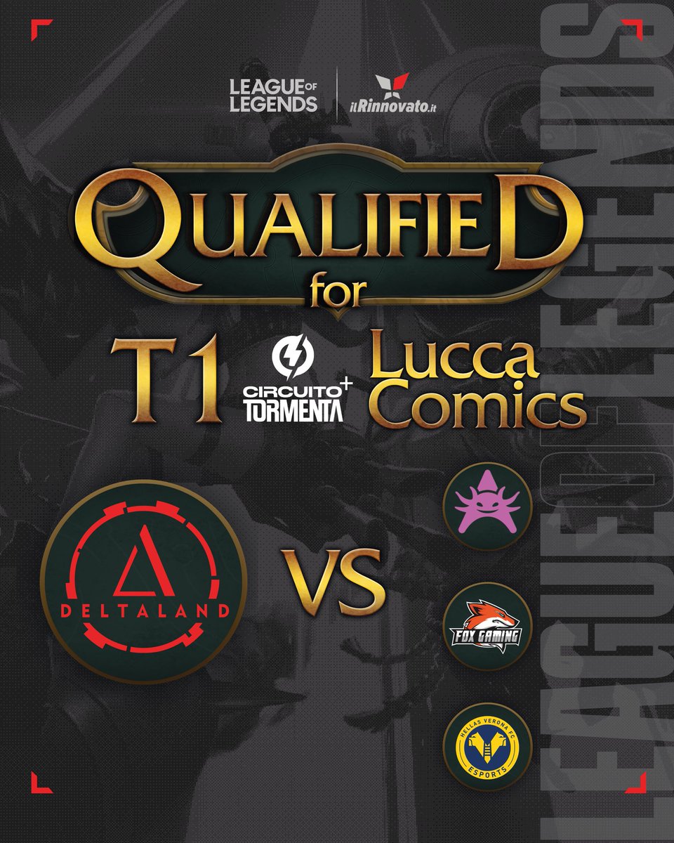 Ufficialmente qualificati 🥇🔥

Ci vediamo a #Lucca dove sfideremo  <a href="/Axolotl_Esports/">Axolotl Esports</a>, <a href="/Fox_E_Sports/">Fox E-Sports</a> e <a href="/HellasVeronaFC/">Hellas Verona FC</a>. 

#DLTWIN #Luccacomicsandgames #CircuitoTormenta #luccacomincs