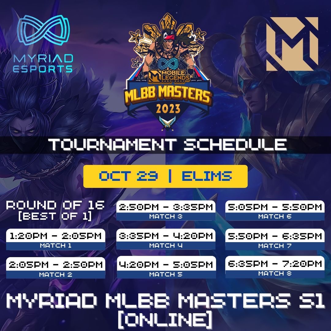 aldenrichards02's tweet photo. Sharing with all of you the Myriad MLBB Masters S1 Tournament [ONLINE] Schedule.

See you on the tournament dates! 😎

#MyriadEsports https://t.co/JxAb5CfsG9