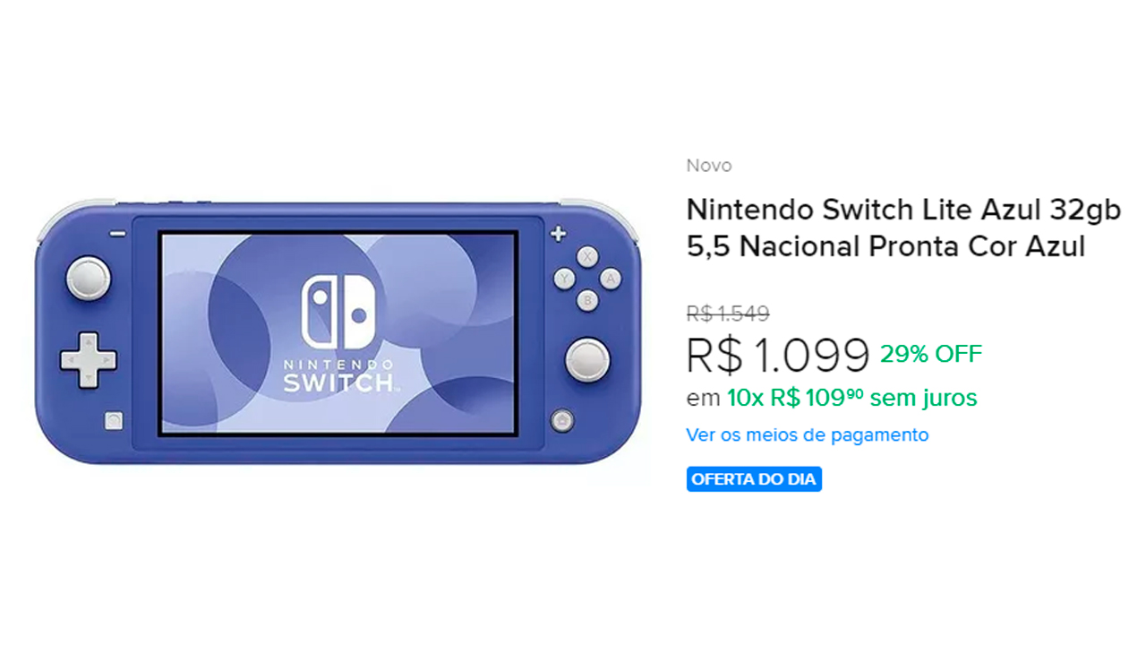 Nintendo Switch Lite Turquesa - Versão Nacional