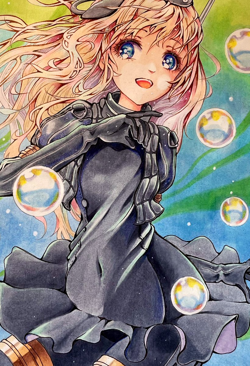 U-511(艦これ) 「#見た人も無言で黒い何かを上げる 」|おかめのイラスト