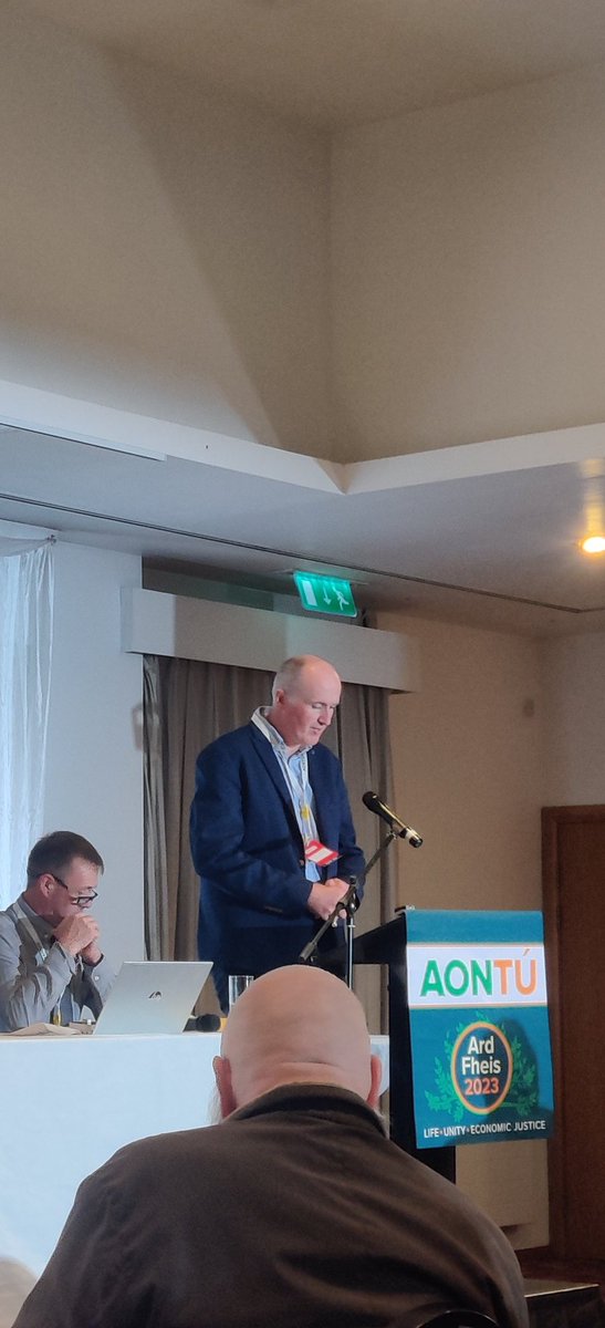 tomasocarthaigh's tweet photo. Regional Rural and Environmental Affairs panel starts with Pat McCormack of the @icmsa addressing @AontuIE #ardfheis 

Preservation of the family farm model a key plank of #ICMSA, high risk of #suicide, and seven times possibiliy of accident in workplaces all addressed. @farmersjournal @sundayworld @AgrilandIreland @agriculture_ie